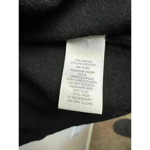 Pointelle Black Open Grandma Cardigan Sweater Buttonless Gathered at Back Size M - Picture 4 of 12